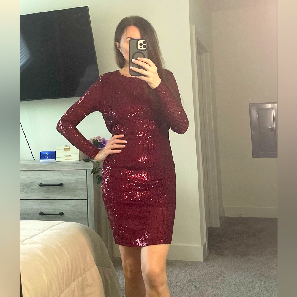 Elegant Sequin Red Dress from Bebe